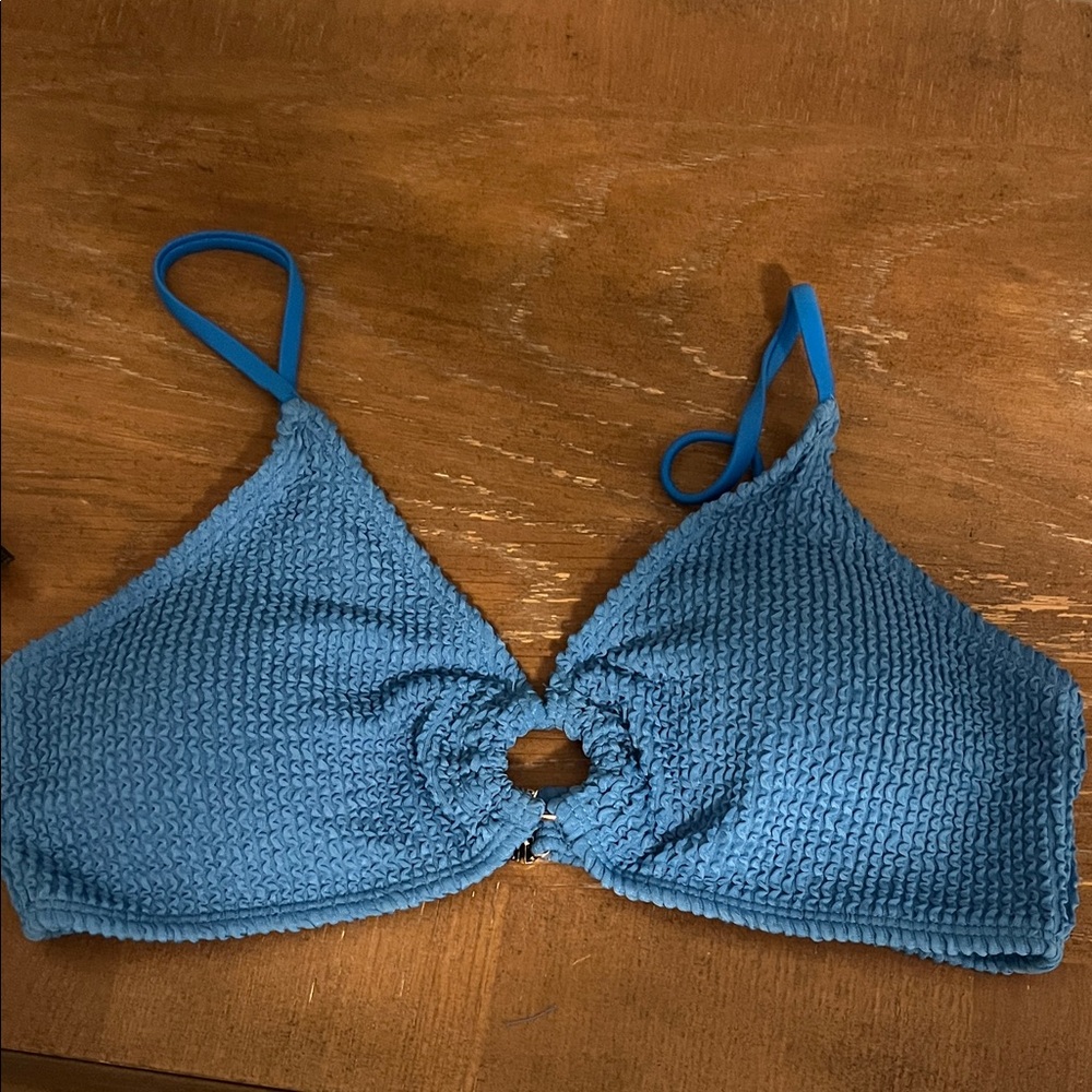 SHEIN BLUE Textured Bikini Top and Bottom